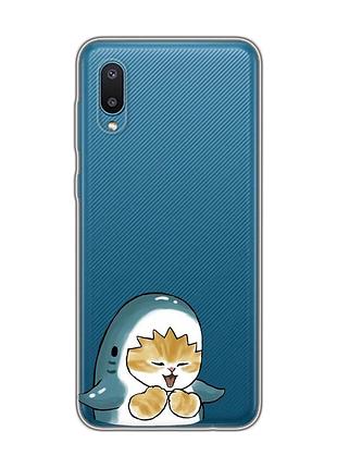 Прозрачный чехол на samsung galaxy a02/a022 (2021) :: котёнок акула (принт 376)