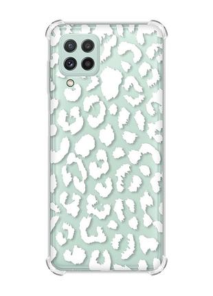 Чохол з потовщеними кутами на samsung galaxy m32/a22/m22 4g :: леопардовий принт білий (принт 375)