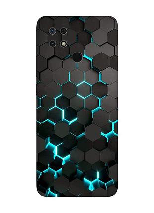 Матовый чехол с черными боками на xiaomi redmi 10c :: соты 3d (принт 357)
