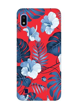 Матовый красный чехол на samsung galaxy а10 (2019) а105 :: тропики (принт 373)