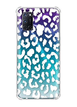 Чехол с утолщенными углами для oppo a52/a72/a92 :: леопардовый принт белый (принт 375)