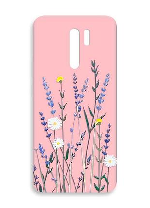 Матовый розовый чехол на xiaomi redmi 9 :: полевые цветы (принт 270)