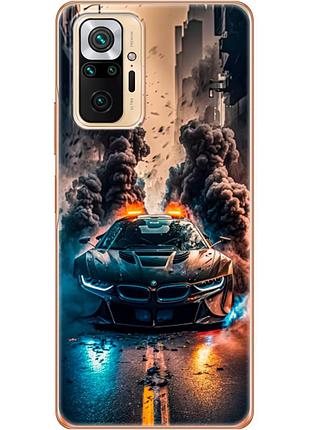 Чехол силиконовый с картинкой на xiaomi redmi note 10 pro (машина bmw i8)