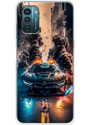 Чехол силиконовый с картинкой на nokia g21 (машина bmw i8)