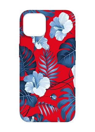 Матовый красный чехол на apple iphone 14 :: тропики (принт 373)