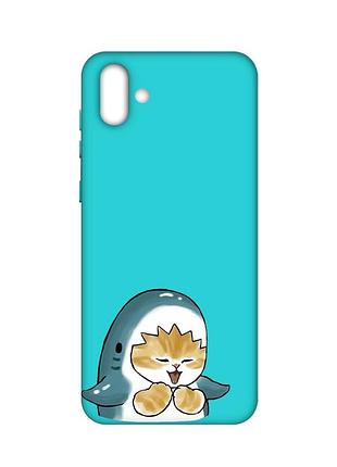 Матовий бірюзовий чохол на samsung galaxy a04 :: котик акула (принт 376)