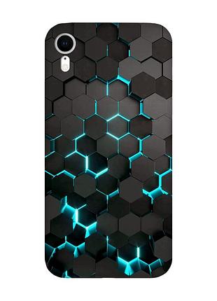 Матовый чехол с черными боками на apple iphone xr :: соты 3d (принт 357)