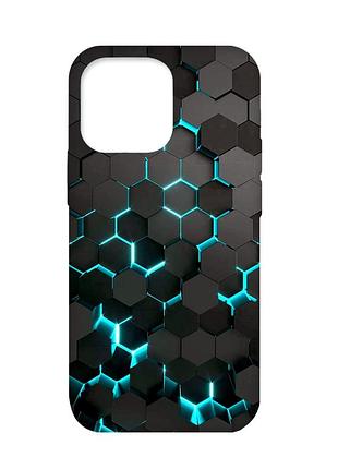 Матовый чехол с бирюзовыми боками на apple iphone 13 pro :: соты 3d (принт 357)