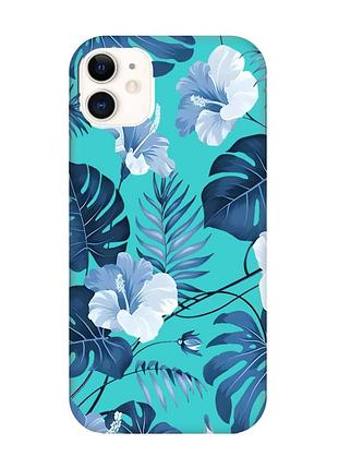 Матовый бирюзовый чехол на apple iphone 11 (6.1) :: тропики (принт 373)