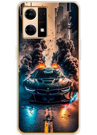 Чехол силиконовый с картинкой на oppo reno 7 4g (машина bmw i8)