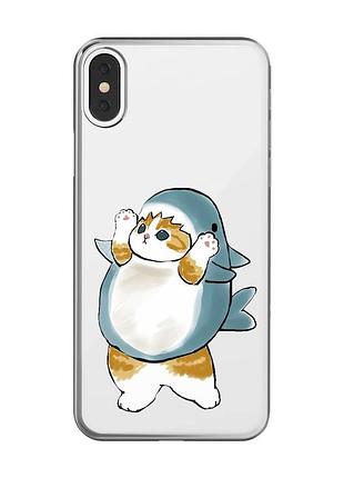 Прозорий чохол на iphone x / xs :: котик акула (принт 379)