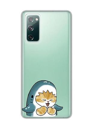 Прозрачный чехол на samsung galaxy s20 fe :: котёнок акула (принт 376)