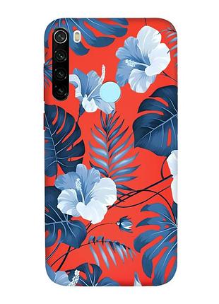 Матовый красный чехол на xiaomi redmi note 8t :: тропики (принт 373)