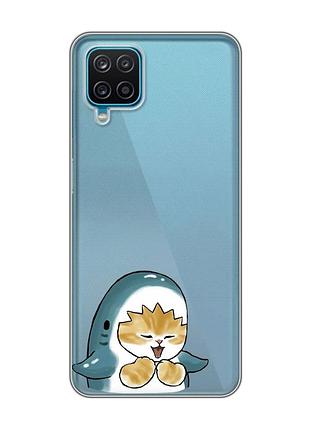 Прозрачный чехол на samsung galaxy a12 4g :: котёнок акула (принт 376)
