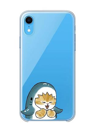 Прозрачный чехол на iphone xr :: котёнок акула (принт 376)