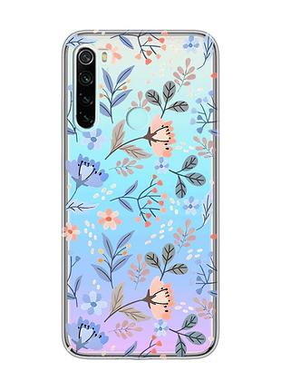 Прозрачный чехол на xiaomi redmi note 8 :: цветочный фон (принт 371)