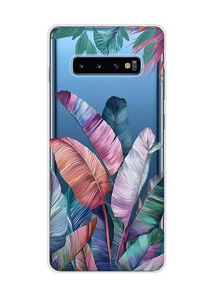 Прозрачный чехол на samsung galaxy s10 plus :: тропики (принт 372)