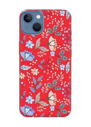 Матовий червоний чохол на apple iphone 13 :: квітковий фон (принт 371)