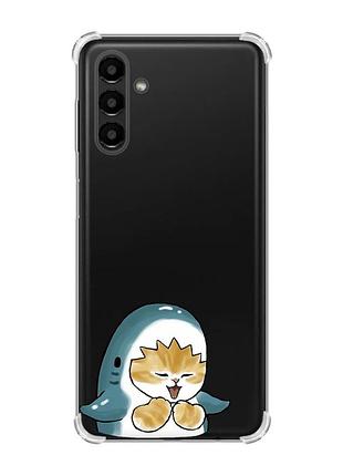 Чехол с утолщёнными углами для samsung galaxy a04s/a13 5g :: котёнок акула (принт 376)