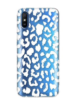 Прозорий чохол на xiaomi redmi 9a :: леопардовий принт білий (принт 375)