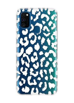 Прозрачный чехол на samsung galaxy m30s/m21 :: леопардовый принт белый (принт 375)