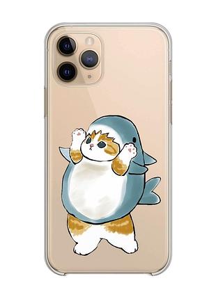 Прозрачный чехол на apple iphone 11 pro (5,8) :: котенок акула (принт 379)