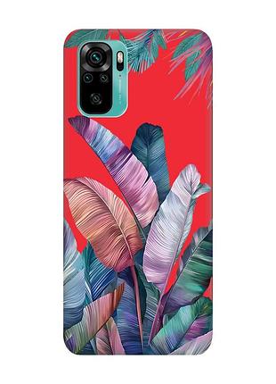 Матовый красный чехол на xiaomi redmi note 10 / note 10s :: тропики (принт 372)