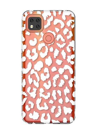 Прозрачный чехол для xiaomi redmi 9c/10a :: леопардовый принт белый (принт 375)