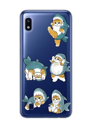 Прозорий чохол на samsung galaxy a10 (2019) a105 :: котики акули (принт 381)
