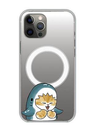 Магнитный чехол на iphone 12 pro max с поддержкой magsafe :: котёнок акула (принт 376)