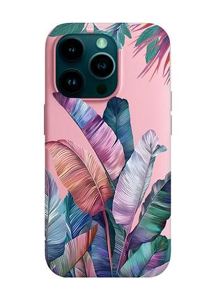 Матовый розовый чехол на apple iphone 14 pro :: тропики (принт 372)