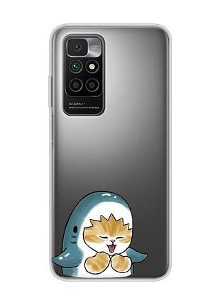 Прозрачный чехол на xiaomi redmi 10/10 (2022) :: котёнок акула (принт 376)