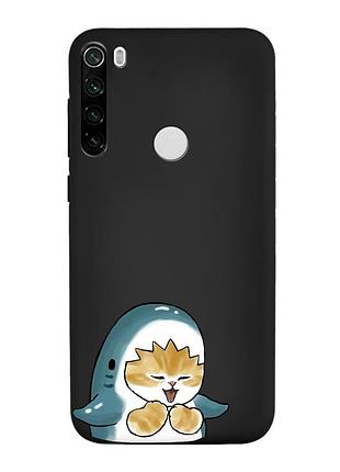 Матовый черный чехол на xiaomi redmi note 8t :: котёнок акула (принт 376)