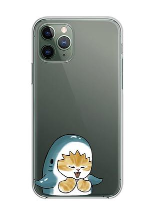 Прозрачный чехол на iphone 12 / 12 pro :: котёнок акула (принт 376)