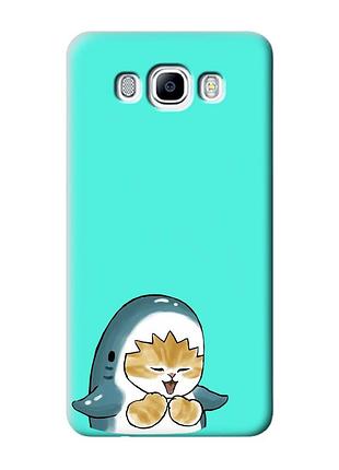 Матовий бірюзовий чохол на samsung galaxy j7(2016) j710 :: котик акула (принт 376)
