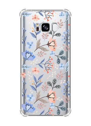 Чехол с утолщёнными углами на samsung galaxy s8 :: цветочный фон (принт 371)