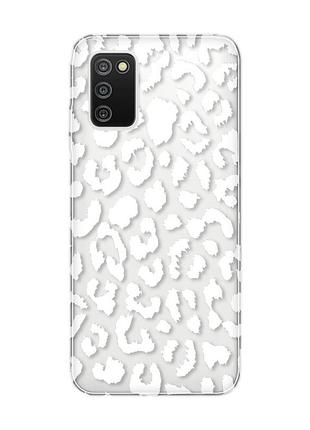 Прозрачный чехол на samsung galaxy a03s :: леопардовый принт белый (принт 375)