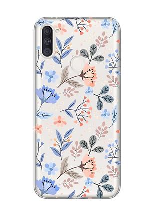 Прозорий чохол на samsung galaxy a11 :: квітковий фон (принт 371)