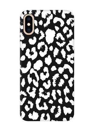 Матовый черный чехол на iphone xs max :: леопардовый принт белый (принт 375)