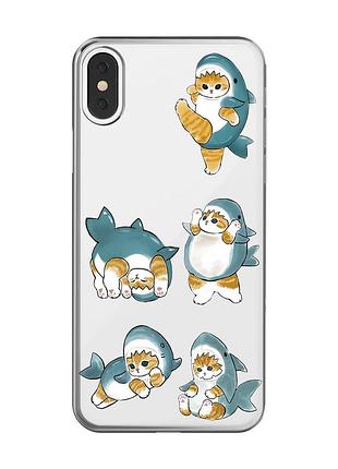 Прозорий чохол на iphone x / xs :: котики акули (принт 381)