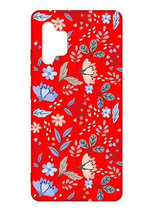 Матовый красный чехол на samsung galaxy a32 :: цветочный фон (принт 371)