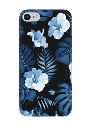 Матовый черный чехол на iphone 7 / 8 тропики (принт 373)