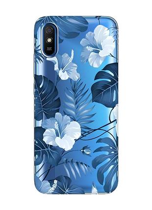 Прозрачный чехол на xiaomi redmi 9a :: тропики (принт 373)