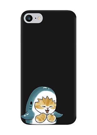 Матовий чорний чохол на iphone 7 / 8 :: котик акула (принт 376)