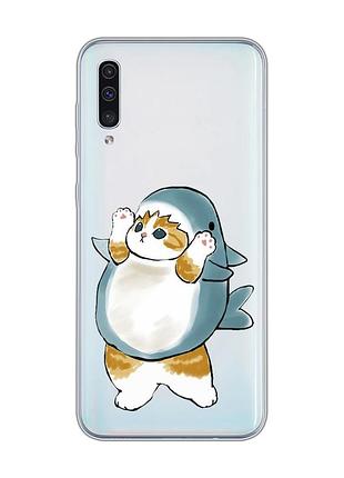 Прозрачный чехол на samsung galaxy a50 (2019) a505/a30s :: котенок акула (принт 379)