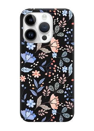 Матовый черный чехол на apple iphone 14 pro :: цветочный фон (принт 371)