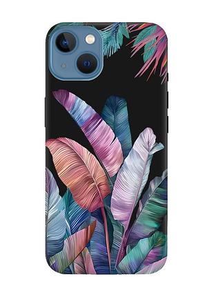 Матовый черный чехол на apple iphone 13 :: тропики (принт 372)