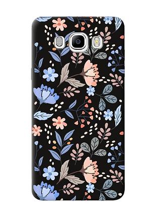 Матовий чорний чохол на samsung galaxy j7(2016) j710 :: квітковий фон (принт 371)