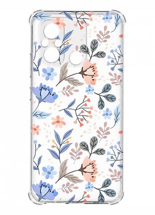 Чехол с утолщёнными углами на xiaomi redmi 12c :: цветочный фон (принт 371)