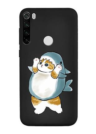 Матовый черный чехол на xiaomi redmi note 8t :: котенок акула (принт 379)